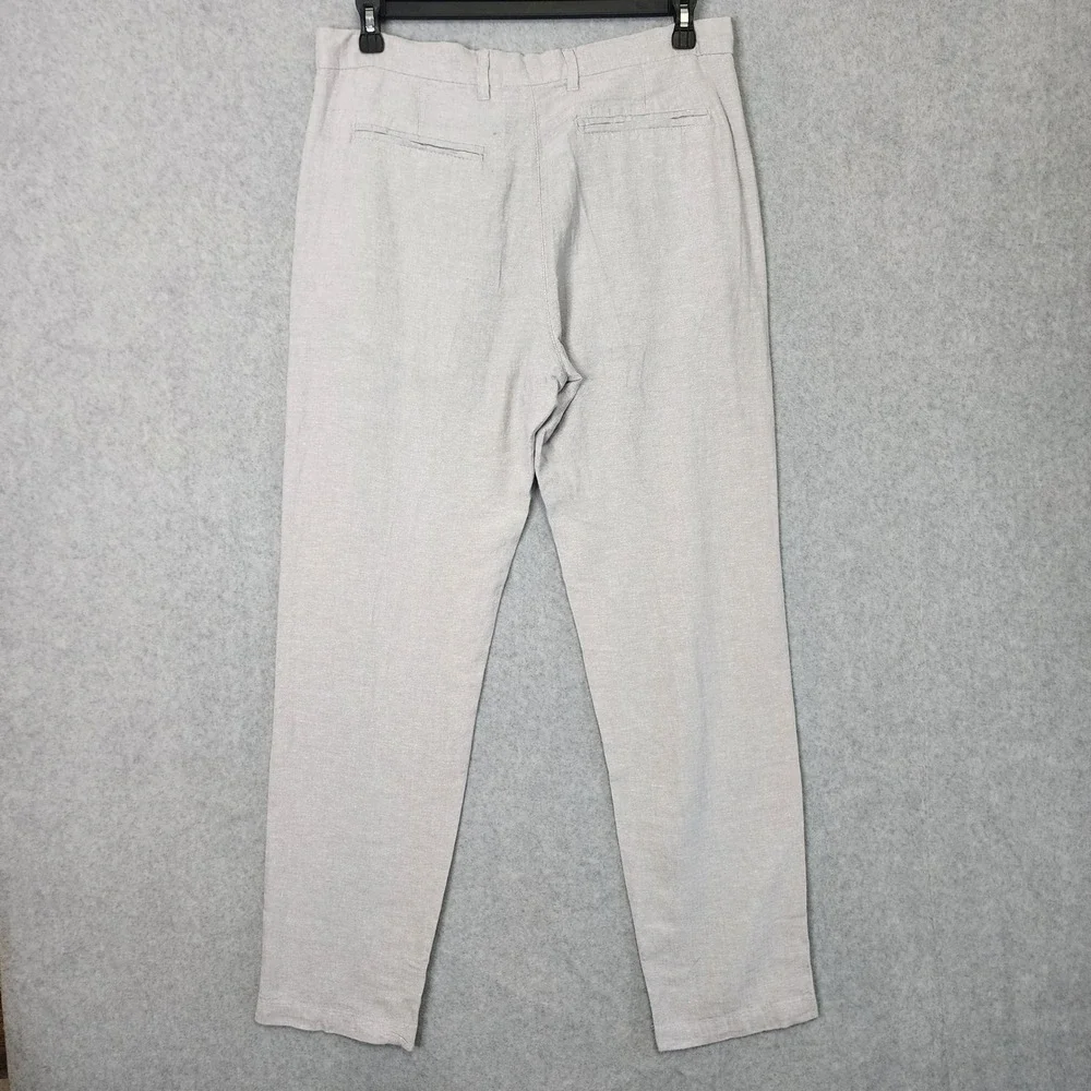Saks Fifth Avenue Linen Blend Pants Mens 32x32 Gray Straight Leg Dress Slacks